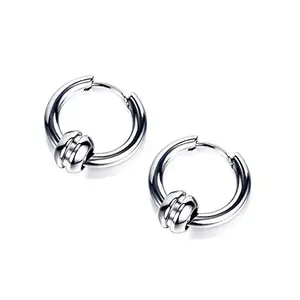 Peora Silver Plated Hoop Huggie Earrings Stylish Design Fashion Jewellery for Men & Women (PX9E69)