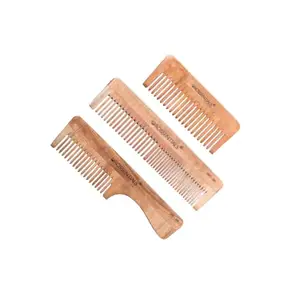 OROSSENTIALS Kacchi Neem Wooden Comb for all hair type Pack of 3 (ORO-589)