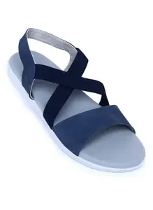 V-WALK Women's Daily-Wear Casuals Backstrap Flat Sandals | Casual, Office, College, Work, Shopping, Outdoor Flat Sandals for Women | Blue