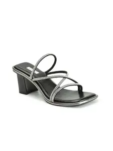 ELLE Women's Slip On Heel Sandals Colour-Black, Size-UK 7