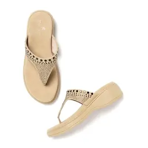 Marc Loire Women's Smart Casual Embellished Wedge Heels Sandals (Beige, UK Footwear Size System, Adult, Women, Numeric, Medium, 4)