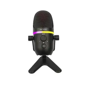 (Refurbished) Ant Esports Wente 250 USB Microphone, Plug and Play Gaming Mic for PC, Mac, PS4/5, Podcast Microphone with RGB, Mute, Monitor, Noise Reduction, Volume Gain, Great for Recording, Streaming