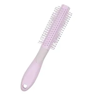 Volxo Round Hair Brush With Nylon Bristle | Strong & Flexible Boar Bristles Having Anti Static Ball Tips | For Grooming, Straightening, Smoothing, Detangling Hair | For All Types Hair (Set Of 1) , Golden Colour