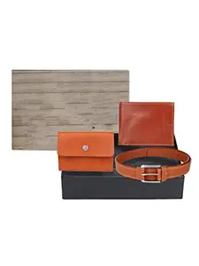 Swiss Design SD20-C-109 Wallet,Card Holder & Belt Gift Set for Men, Brown