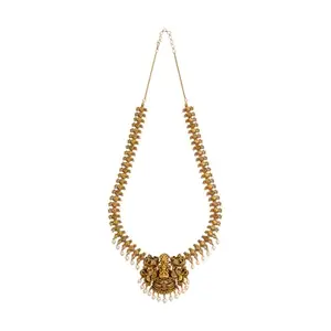 Kushal's Fashion Jewellery Ruby Gold Plated Ethnic Antique Necklace - 413257