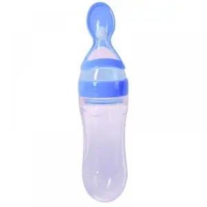 RB POINT Baby Squeeze Food Grade Silicone Feeder Bottle with Spoon Feeder for Infants/Baby | Ceralac Feeder, Rice Paste Milk Food Feeder-90ml