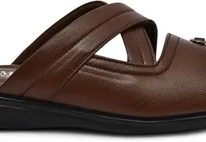 REEV XAVIER INTERNATIONAL Men's Synthetic Leather Sandal | Brown |6 |R-2045-BROWN-6|