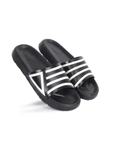AADI Men's Black & White Synthetic Daily Use Casual Sliders/Flip Flop & Slippers