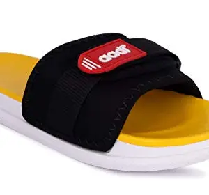 AADI Men's Yellow Synthetic Leather Daily Use Casual Sliders/Flip Flop & Slippers