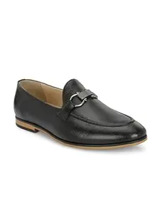 San Frissco Men Black Formal Slip Ons Shoes with Perforations