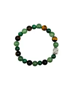 Sukhad Prosperity and Success Crystal Gemstone Bracelet with Green Aventurine, Tiger Eye, Jade for Men & Women