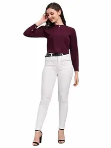 Women's Solid Top | Elegant & Comfortable Everyday Wear KPF-ST-Maroon_L