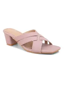 Creattoes Women’s Stylish Block Heel Sandals | Sleek Patent Finish | Slip-On Comfort for Party & Daily Wear | CR55