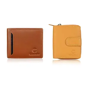 Chamdo Chamdo Men’s RFID Blocking Slim Bi-fold Genuine Leather Stylish Wallet for Men and Women Combo (Tan and Yellow)