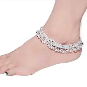 Shreya Payal Traditional Anklet Stylish Thread Anklets Silver Pated Payal for Girls/Womens