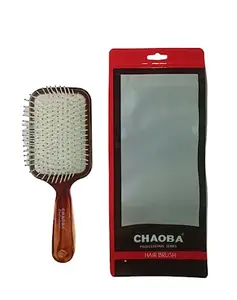 CHAOBA Professional Professional Classic Transparent Paddle Hair Brush with Strong & flexible nylon bristles For Grooming, Straightening, Smoothing Hair, ideal for Men & Women, Dark Brown (CHB-270)
