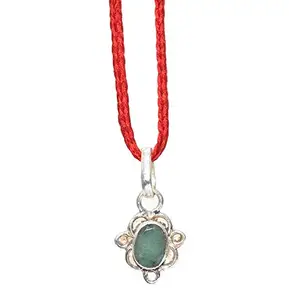 RUDRADIVINE Certified Emerald (Panna) 5.25ratti Silver Pendant for Men & Women Emerald Pendant in Silver 5.25 ratti
