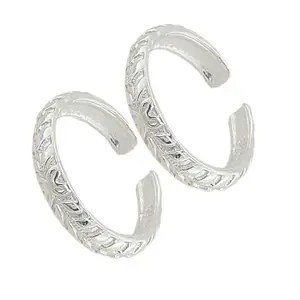 Sahiba Gems 925 Sterling Silver Plain Cut Work Leg Fingers Toe Rings/Chandi Bichiya ~ Pack in 2 Pieces