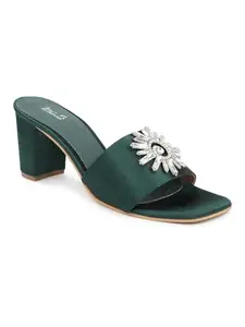 INC.5 Women Green Embellished Party Block Heels