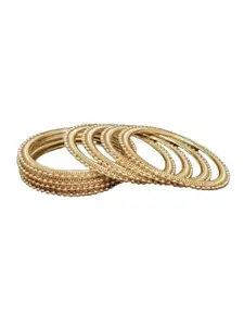Honbon Bangles Golden Metal Beads Oxidized Antique Casual Wear Bangle with Kundan Metal dot Metal Bangles Set for Women and Girls (Pack Of 8) (2.8)