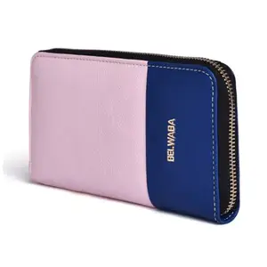 Belwaba Faux Leather Baby Pink/Navy Blue Women's Wallet