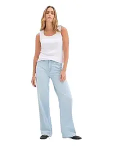 KOTTY Women's High Waist Straight Fit Cotton Blend Denim Jeans|Comfortable Regular Length Casual Jeans for Women