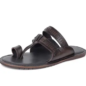 LOUIS STITCH Brown Leather Kolhapuri Style Sandals | Lightweight Comfortable Cushion Casual Sandals Flip Flops | Men’s Casual Leather Slippers | LSOF-05-BB | UK-7