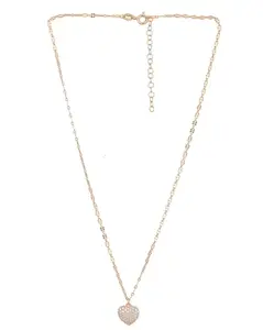 Carlton London 925 Sterling Silver 18kt Rose Gold Plated Dangling Heart with CZ Pendant and chain