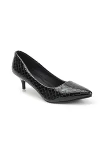 Carlton London Women Black Stylish Slip-on Pump Shoes with Stiletto Heels, Pointed Toe (39)