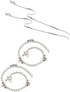 Lila Jewellery Traditional Jewellery For All Occassions Anklets Payal Pair for Women/Girls Alloy Anklet - Bzr_Combo Payal-119 & 122-(1-Pair Each)
