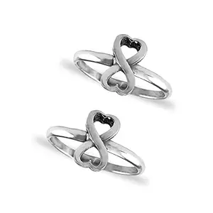 TARAASH Antique Heart 925 Sterling Silver Toe Rings for Women | Chandi Bichiya | Kali Mettelu Silver | Foot Rings | Jodvi