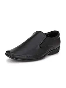 HiREL'S Men Black Leather Formal Shoes-9 UK (43 EU) (hirel2073)