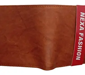 NEXA FASHION Mens Brown Leather Wallet 6 Card Slots