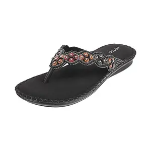 Metro Women's Black Faux Leather Fashion Slip-on Sandal UK/8 EU/41 (44-1825)