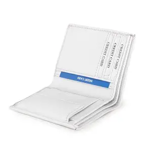 Dezire Crafts Men's Compact PU Leather Wallet | Unique Design with 3 Card Slots, 2 Currency Compartments & 1 Coin Pocket (White)