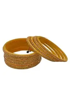 HOUSE OF BANGLEZ Women’s Stone Studded Bangle Set Set of 12 Traditional Bangles