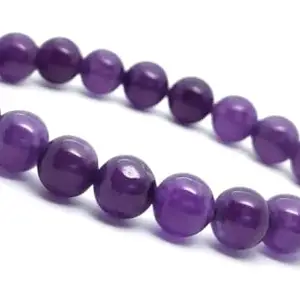 Amethyst Bracelet - Reduces Stress & Anxiety, Anger Control, Handmade AAA Grade, natural 8mm smooth beads and stretch jewellery cord, for easy slip on and off. (6 Inch) THE PEARL HOUSE GIFTS