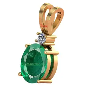 SIDHARTH GEMS 13.25 Ratti Natural Emerald Pendant Locket (Natural Panna/Panna Stone Gold Pendant Locket) Original AAA Quality Gemstone Pendant for Men