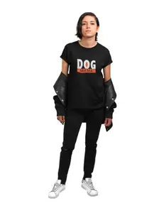 Aayansh CREATION Dog Mama Black Round Neck Cotton Half Sleeved Women's T-Shirt with Printed Graphics