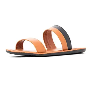 Khadim's Synthetic PVC Sole Tan Contrast Sandal For Men Size UK - 6