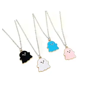 Fuqimanman2020 Lovely Ghost Pendant Necklace Set Enamel Spooky Dinosaur Matching Heart for Women Girls Couple Forever Friendship BFF Couple Halloween Costume Deco Animal Jewelry, enamel, enamel