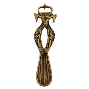 South Indian Arts Brass Tribal Handmande Opener, Bastar Art,Gold, 15Cm, 1 Piece
