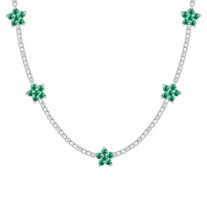GIVA 925 Silver Green Floral Necklace| Pendant to Gift Women & Girls | With Certificate of Authenticity and 925 Stamp | 6 Months Warranty*
