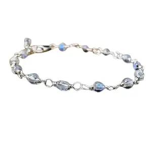 LKBEADS Silver Plated Bracelet with Multicolor Smooth Moonstone Beads – Rondelle 4mm – 7 inch Adjustable – For Men & Women|LK_STACK_04672