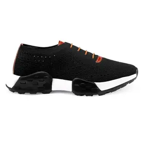 YUVRATO BAXI Men's Knitted Upper Material Black Casual Lace-Up Comfortable Brogue Shoes.- 10 UK