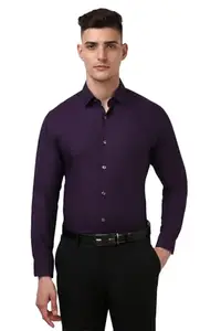Peter England Men's Regular Fit Shirt (PISFWRGPX02865_Purple