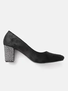 ELLE Women's Black Block Heel Pumps