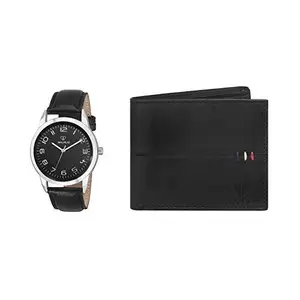 Walrus Men Combo Pack of White Watch & RFID Protected Brown Wallet