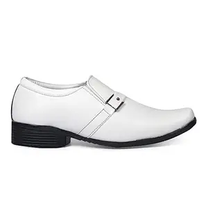 YUVRATO BAXI Men's White Office Wear Formal Slip-on Dress Shoes-8 UK