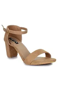 RIVERSUNBeige Block Heels (FF-D-1084-Beige-40)